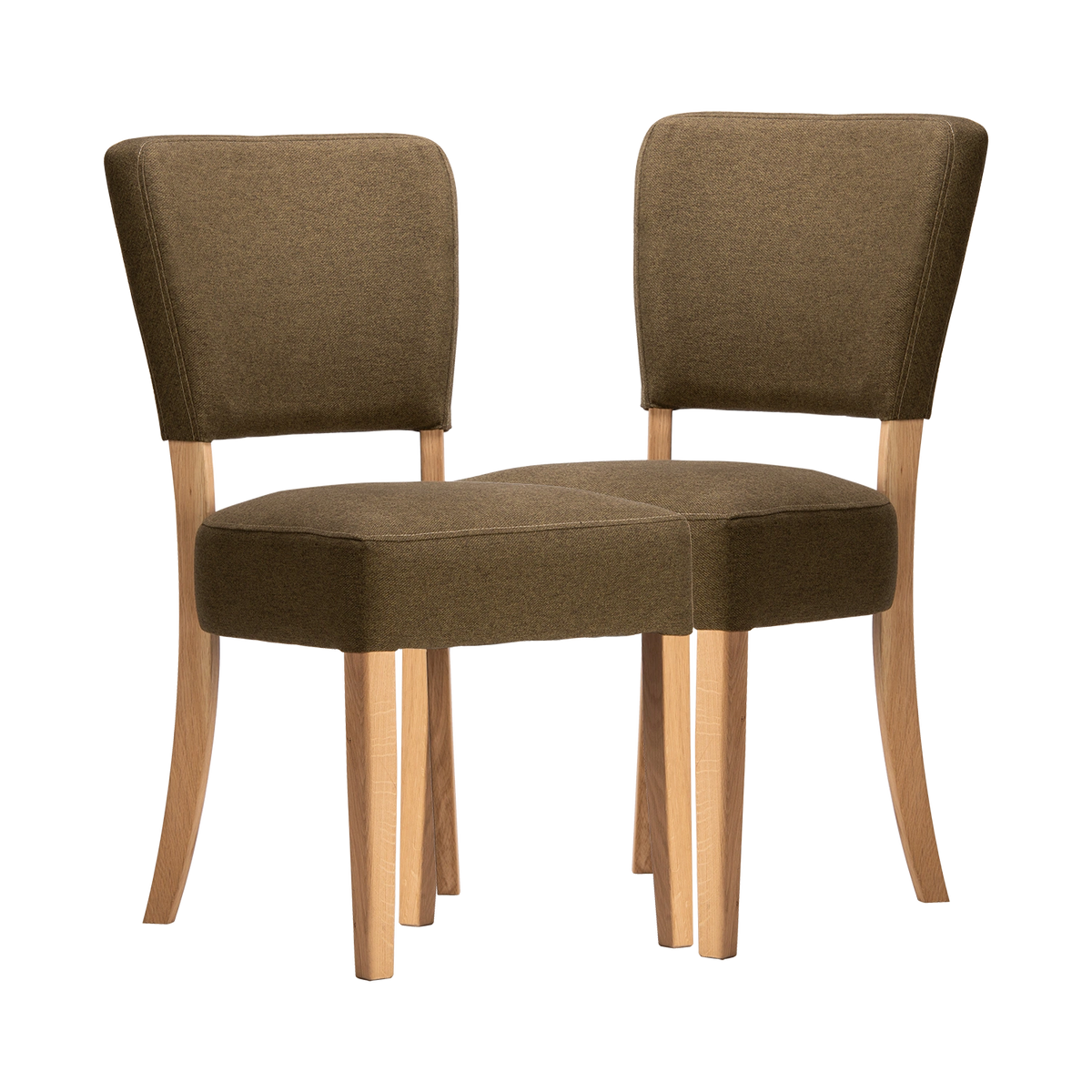 Set of 4 Nico Forest Brown Fabric Dining Chairs with Oak Legs