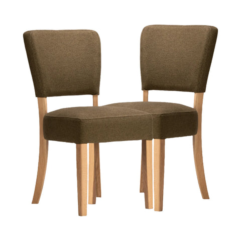 Nico Forest Brown Fabric Dining Chairs with Oak Legs