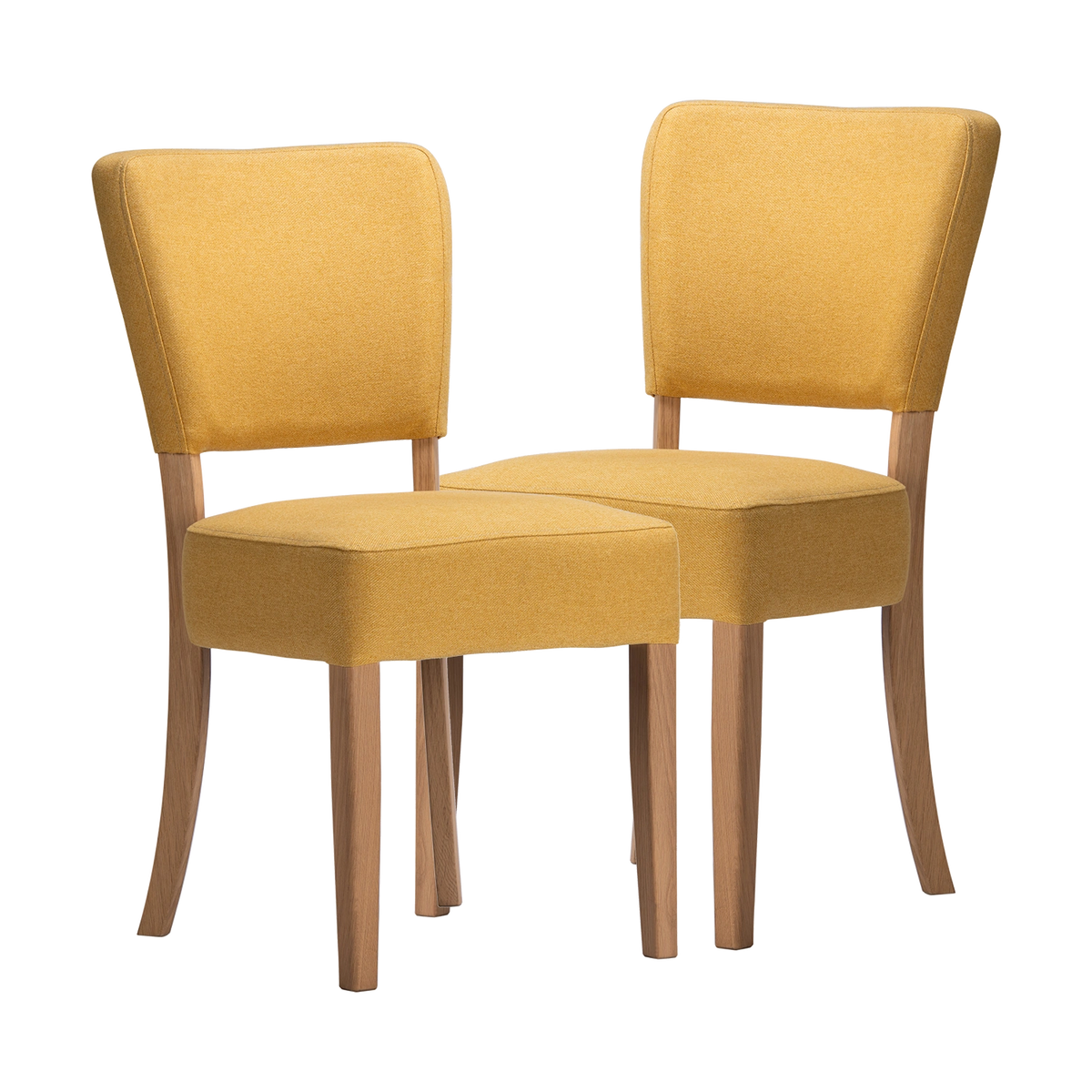 Set of 4 Nico Yellow Gold Fabric Dining Chairs with Oak Legs