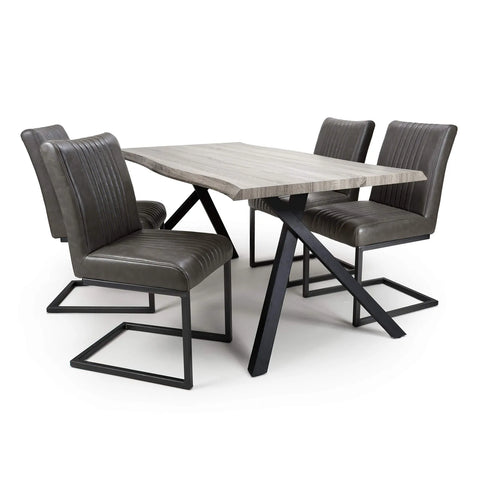 Narvik 1.6m Medium & 4 Archer Grey Dining Set