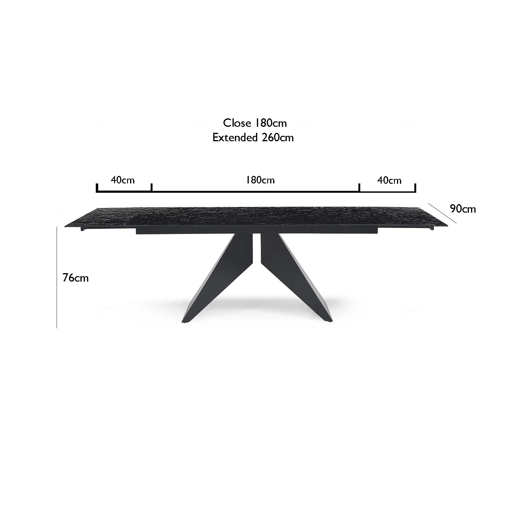 Nerium Carbon Black Reinforced Glass Extending Dining Table