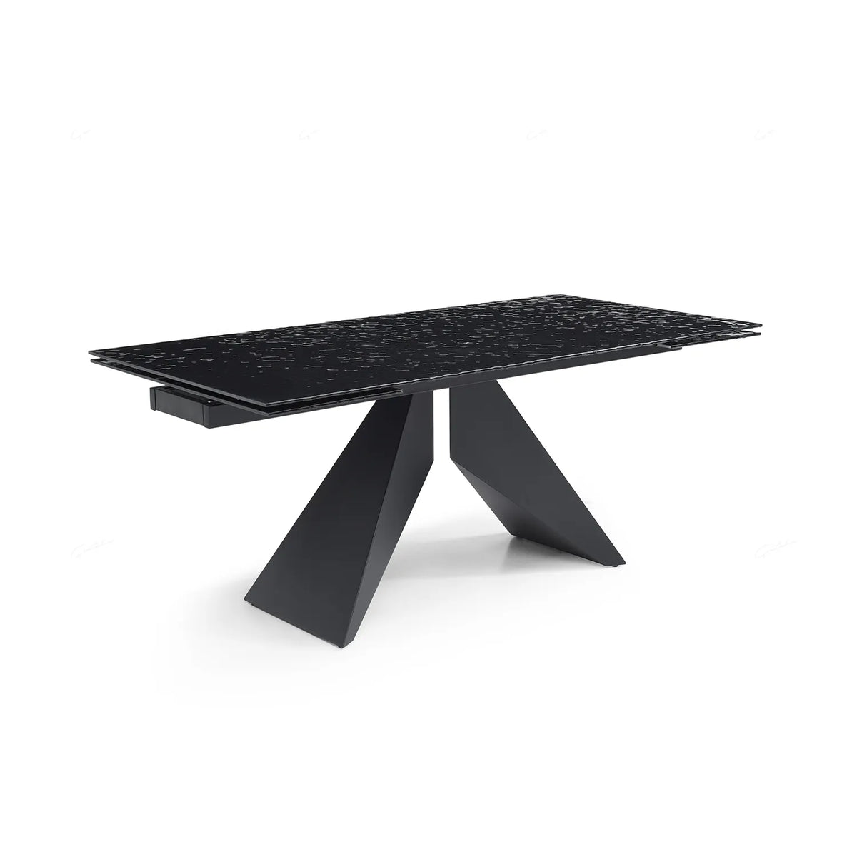 Nerium Carbon Black Reinforced Glass Extending Dining Table