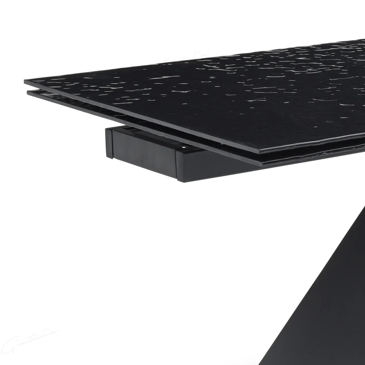 Nerium Carbon Black Reinforced Glass Extending Dining Table