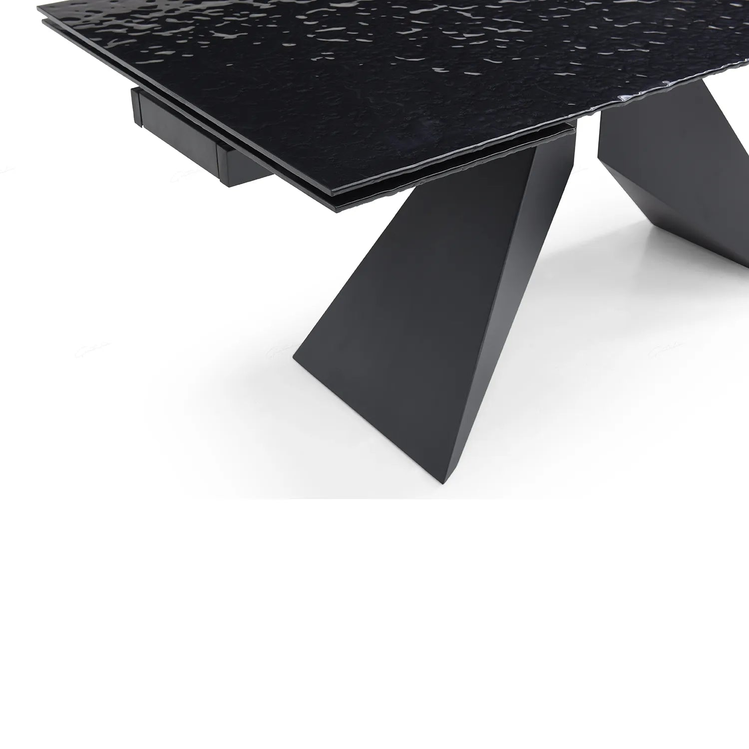 Nerium Carbon Black Reinforced Glass Extending Dining Table