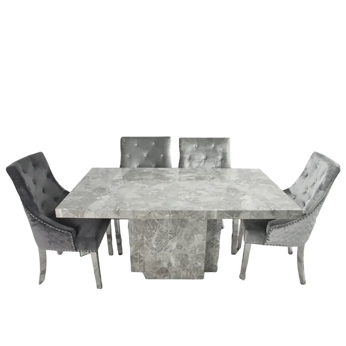 Newcastle Small Grey Marble Dining Table and 4 Chairs