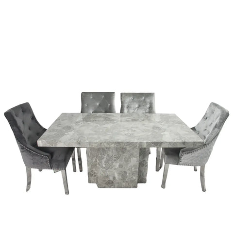 Newcastle Large Grey Marble Dining Table and 6 Chairs - 001