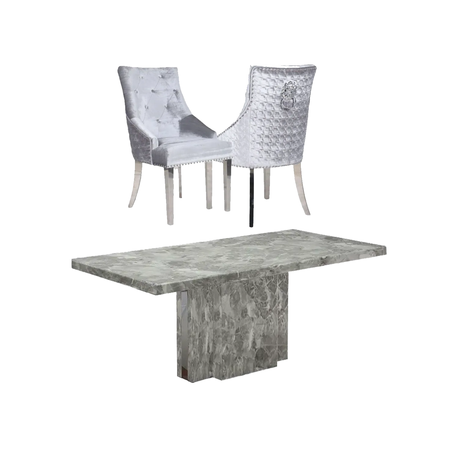 Newcastle Small Grey Marble Dining Table and 4 Chairs