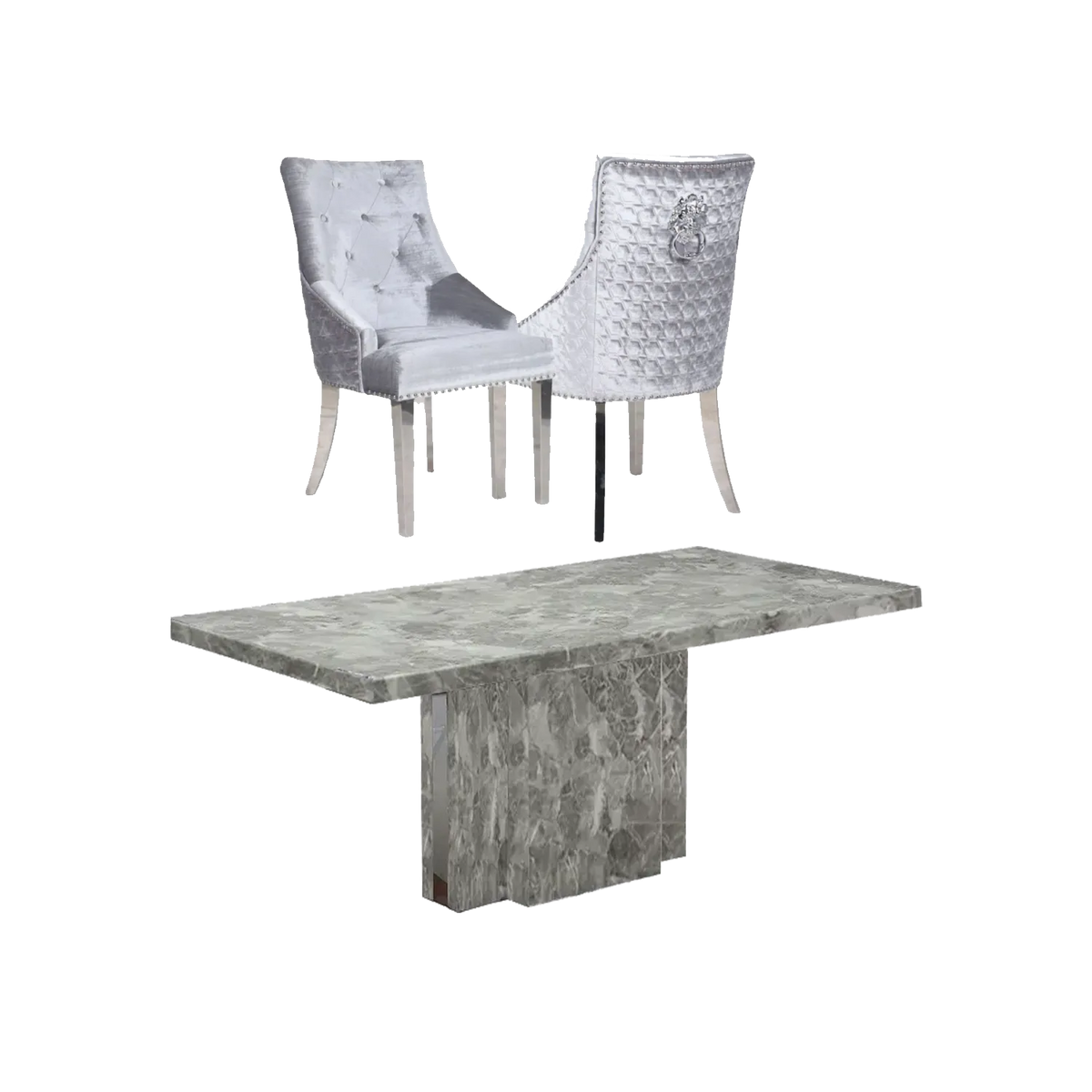 Newcastle Large Grey Marble Dining Table and 6 Chairs