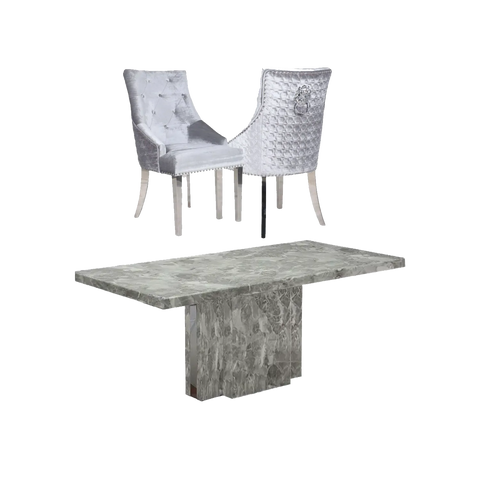 Newcastle Large Grey Marble Dining Table and 6 Chairs