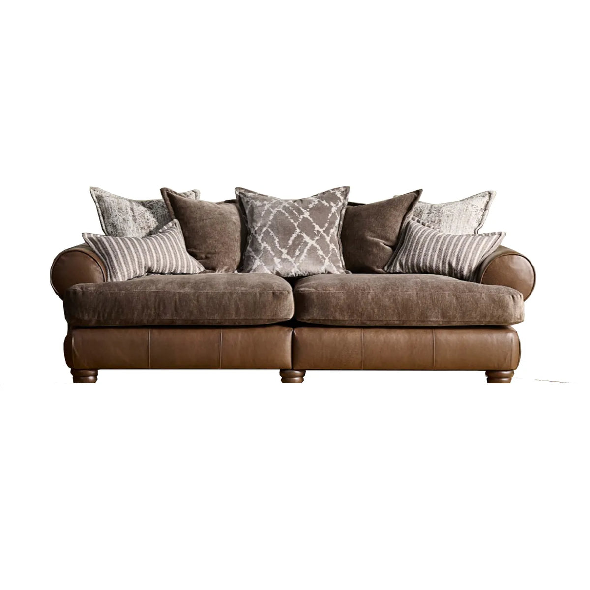 Horatio Brown Leather & Pablo Mole Fabric Sofa