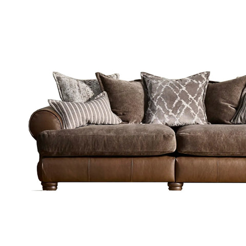 Horatio Brown Leather & Pablo Mole Fabric Sofa