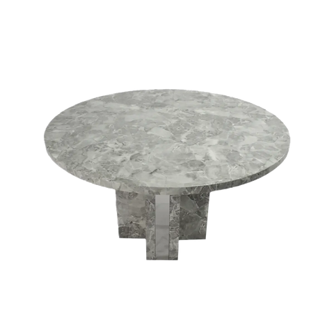 Newcastle Round Grey Marble Dining Table - 002