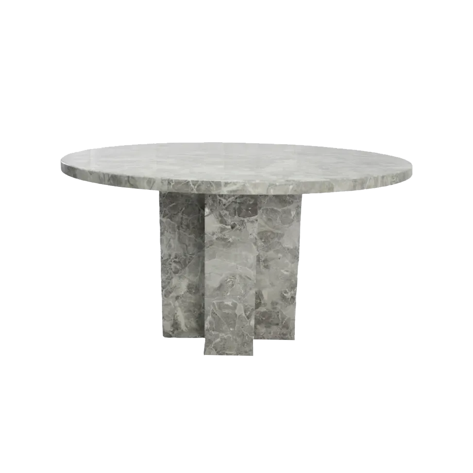 Newcastle Round Grey Marble Dining Table and 4 Chairs