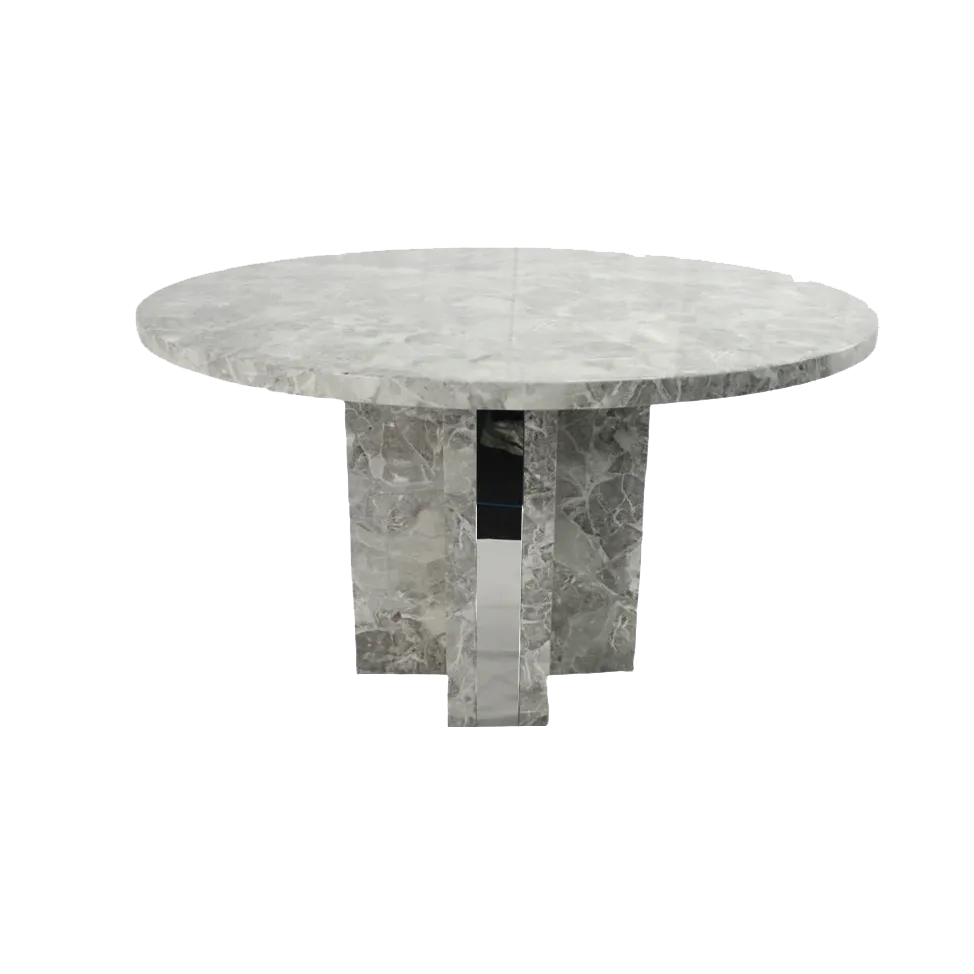 Newcastle Round Grey Marble Dining Table and 4 Chairs