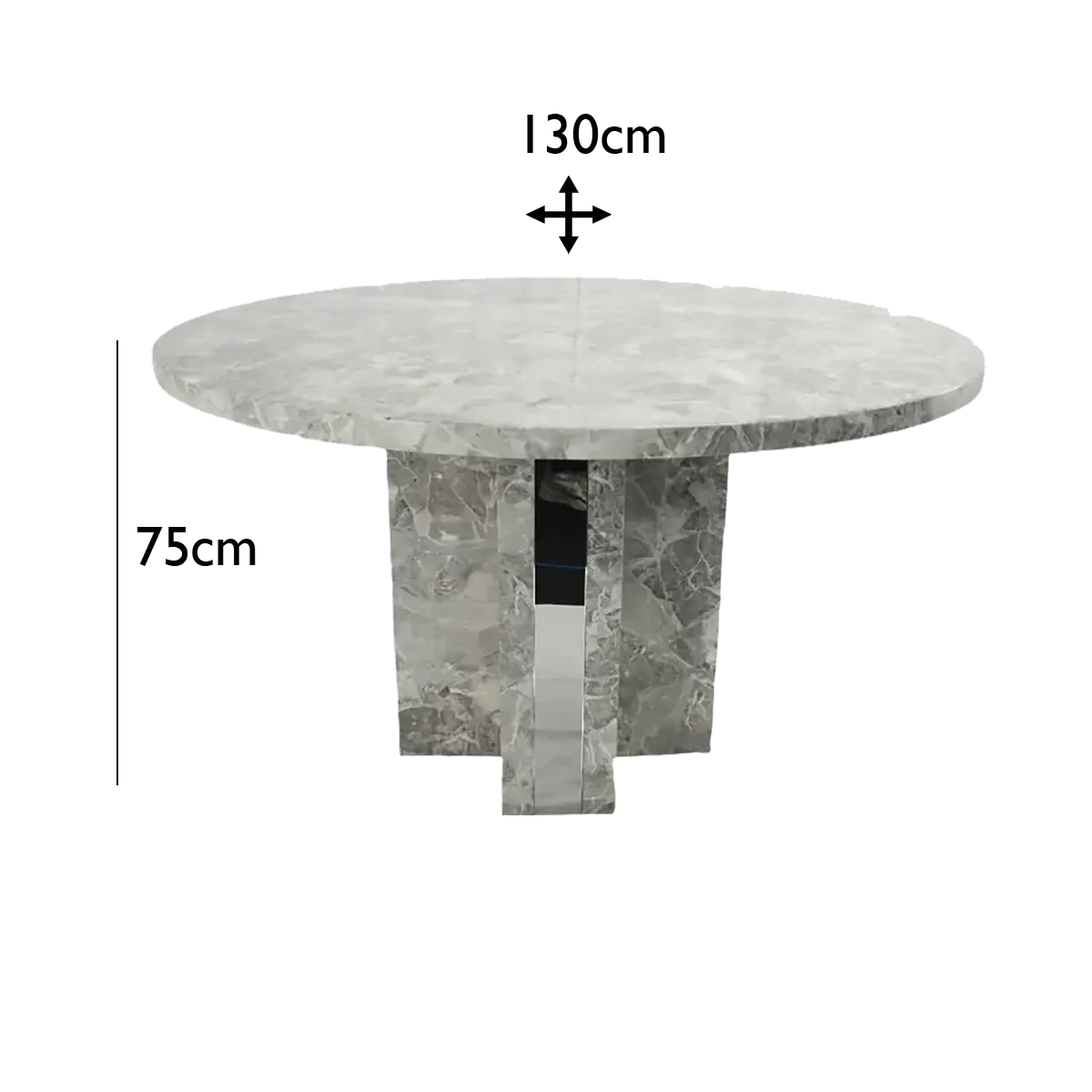 Newcastle Round Grey Marble Dining Table and 4 Chairs