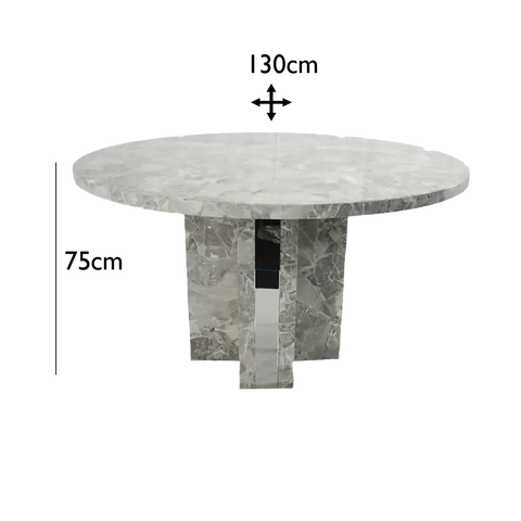 Newcastle Round Grey Marble Dining Table - Dimensions