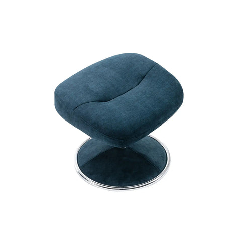 Nice Fabric Swivel Recliner Chair and Footstool, Living Room Bedroom Relaxing Chair, Deep Blue fabric Colour - 008