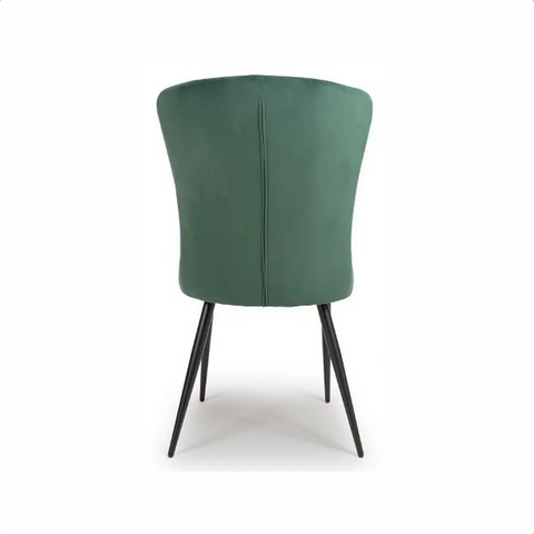 Noaria Green Velvet Set of 6 Dining Chairs - Back of Chair 