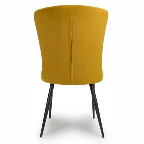 Noaria Mustard Velvet Set of 4 Dining Chairs - Back of Chair 