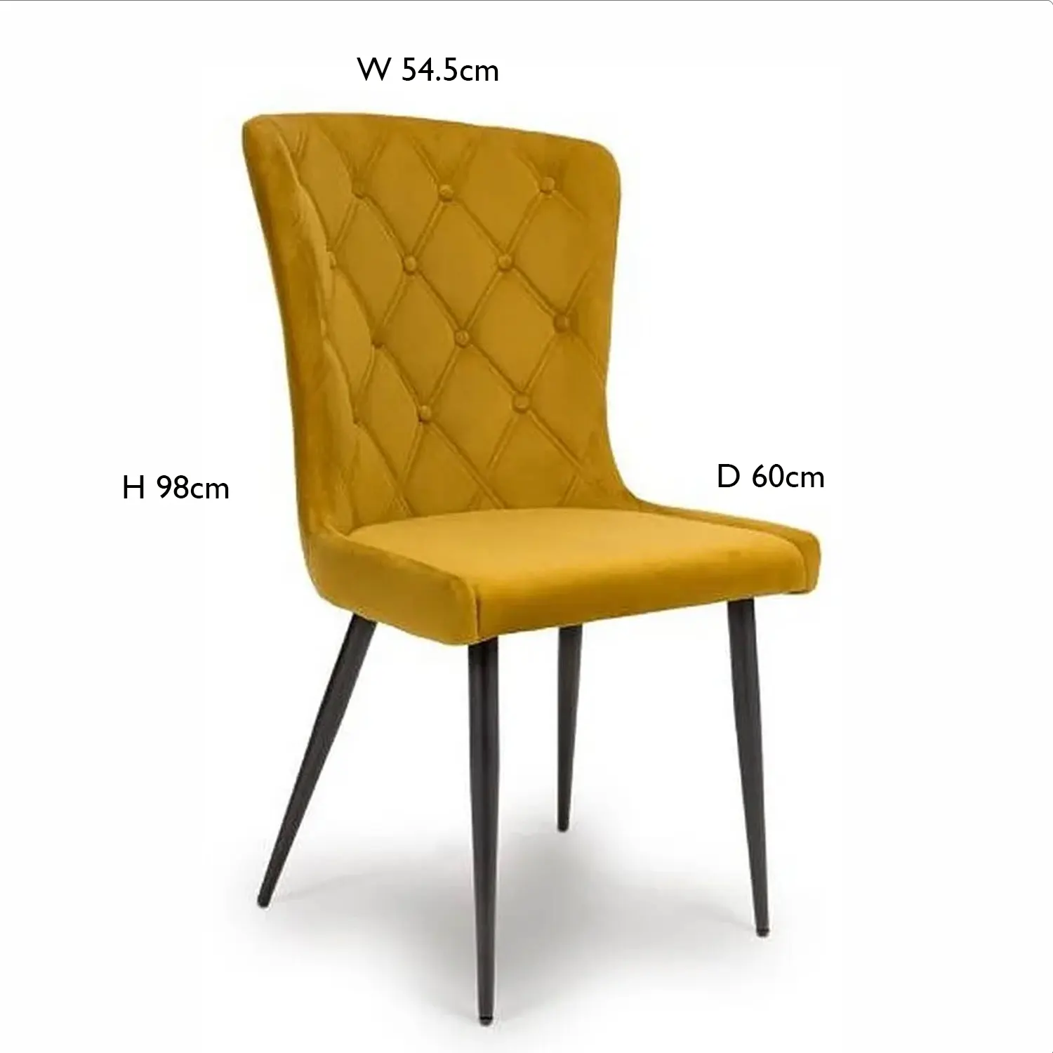 Noaria Mustard Velvet Set of 4 Dining Chairs