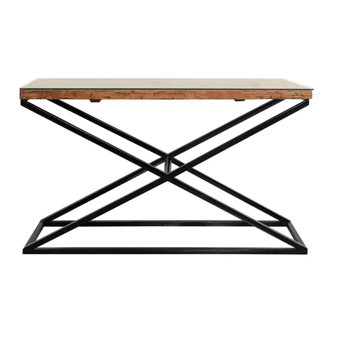 Noir Railway Sleeper Wood Console Table, Matching Furniture Available - Console Table Image