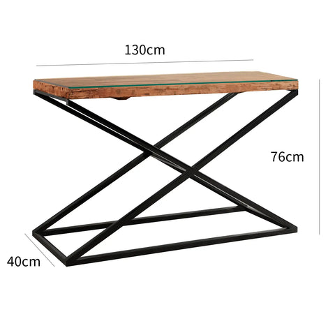 Noir Railway Sleeper Wood Console Table, Matching Furniture Available - Dimensions 