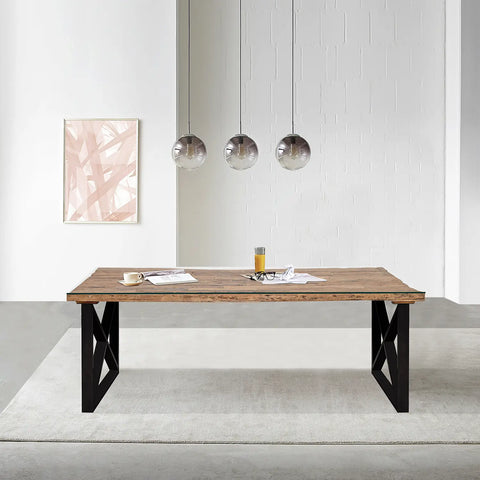 Noir Railway Sleeper Wood Large 2.2M Dining Table, Matching Furniture Available - Lifestyle Image