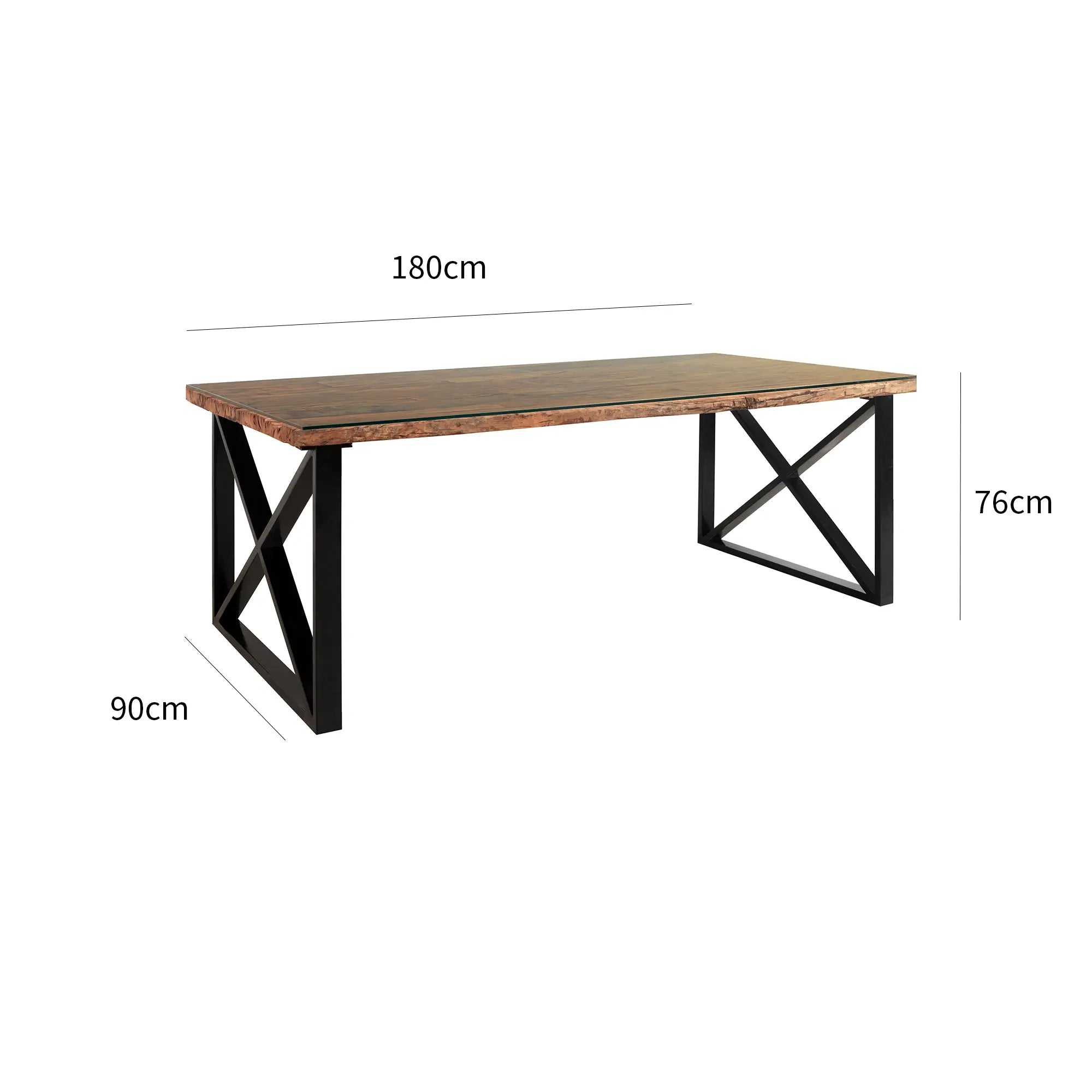 Noir Railway Sleeper Wood Small 1.8M Dining Table