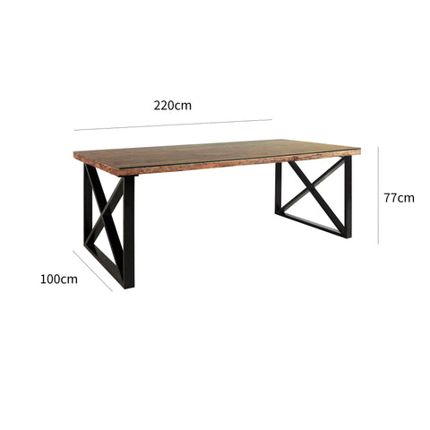 Noir Railway Sleeper Wood Large 2.2M Dining Table Set, matching furniture available - 220cm Dining table Dimensions 