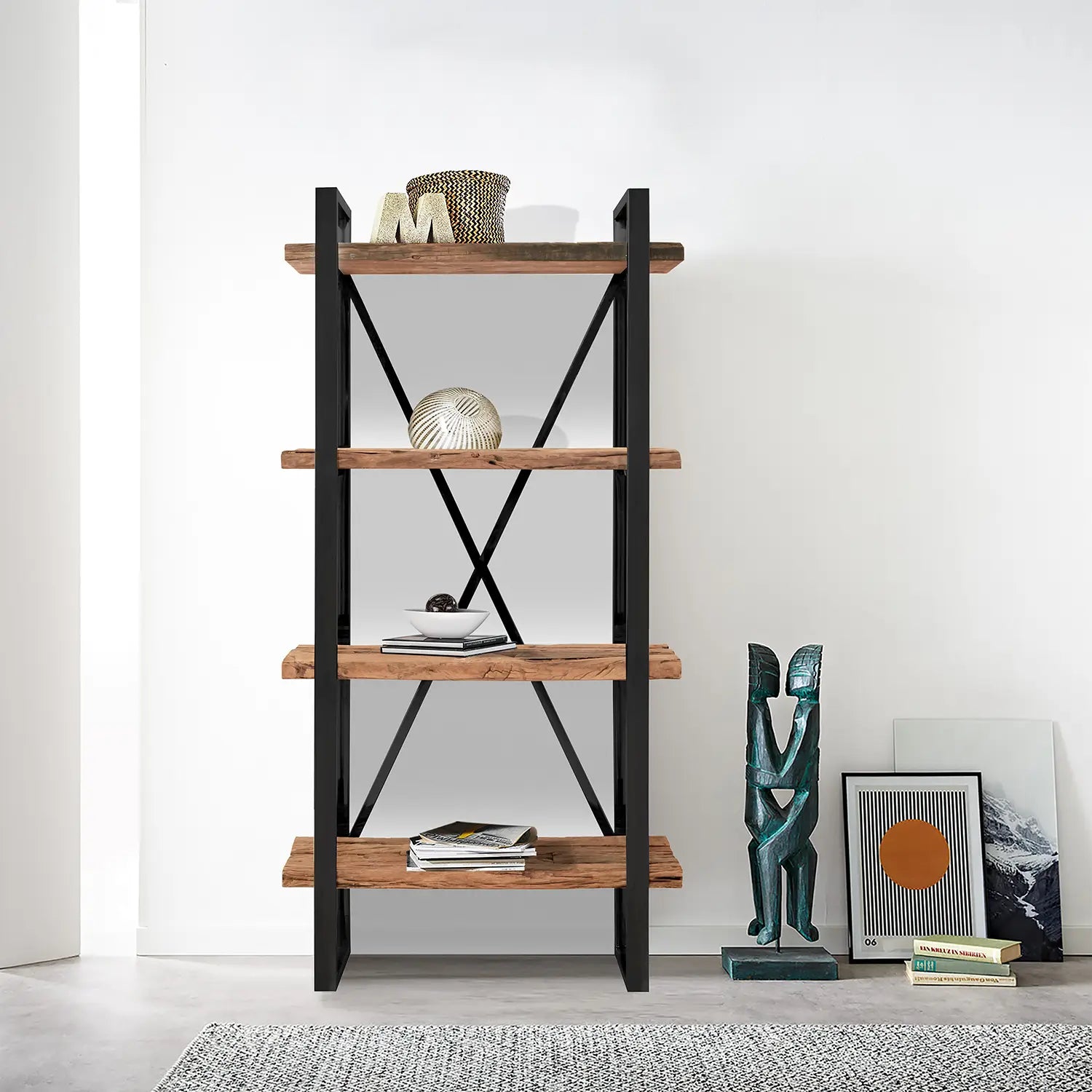 Noir Railway Sleeper Wood Shelf Unit