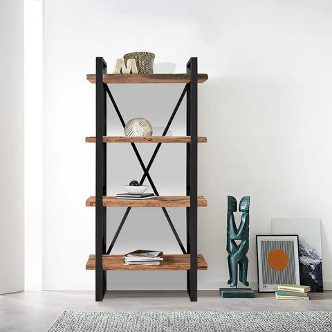 Noir Railway Sleeper Wood Shelf Unit, Matching Furniture Available - Lifestyle Image