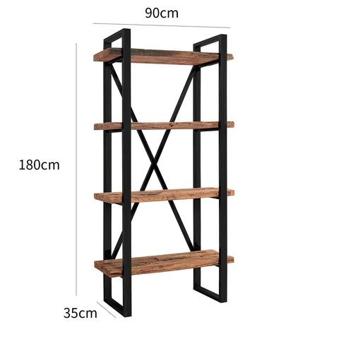 Noir Railway Sleeper Wood Shelf Unit, Matching Furniture Available - Dimensions 