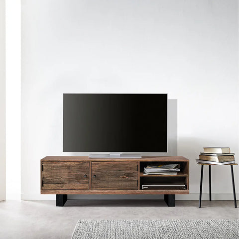 Noir Railway Sleeper Wood TV Unit, Matching Furniture Available - Lifestyle Image 