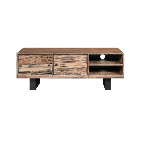 Noir Railway Sleeper Wood TV Unit, Matching Furniture Available - Front View 