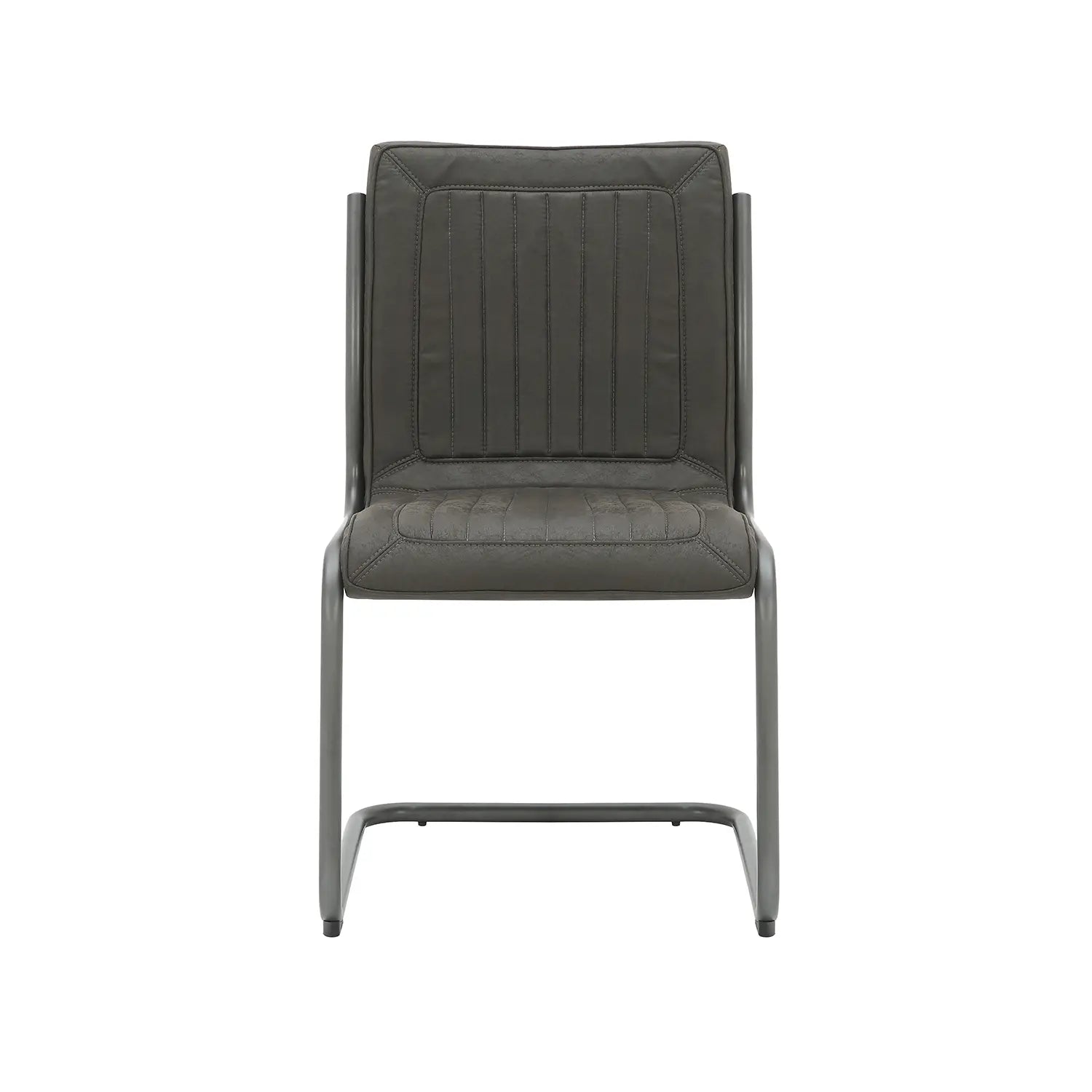 Noir Vintage Grey Leather Set of 4 Dining Chairs