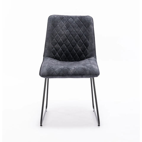 Noaria Charcoal Velvet Set of 6 Dining Chairs, available in Ochre, Charcoal and Green - Front of Chair 