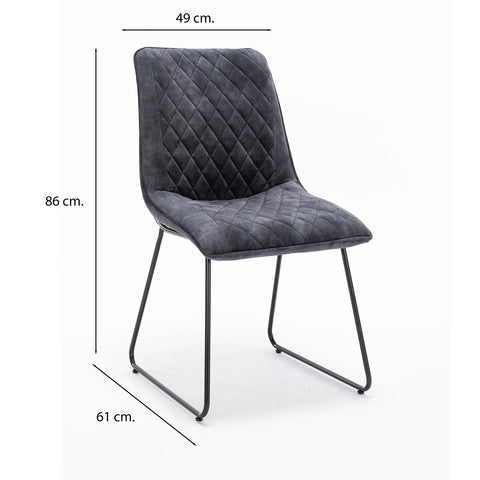 Noaria Charcoal Velvet Set of 6 Dining Chairs, available in Ochre, Charcoal and Green - Dimensions 