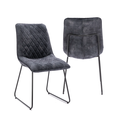 Noaria Charcoal Velvet Set of 6 Dining Chairs, available in Ochre, Charcoal and Green - Main Image 