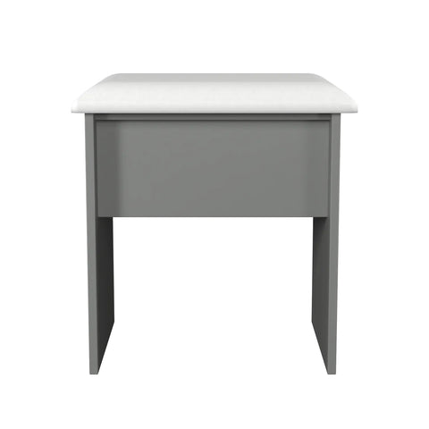 Norfolk Dusk Grey Single Pedestal Dressing Table, Norfolk is a two colour tone Bedroom Furniture which has Bardilon oak top and painted base. Available in choice of 3 colours White, Kashmir and Grey. Fully Assembled. Quick Delivery - Stool