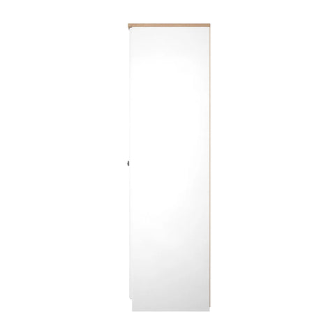 Norfolk White Ash 2 Door Hinged Wardrobe, Available in Choice of 3 Colours, White, Grey and Kashmir and features Bardolino Oak Top, Free Quick Delivery. Ready Assembled -  Side Carcase View