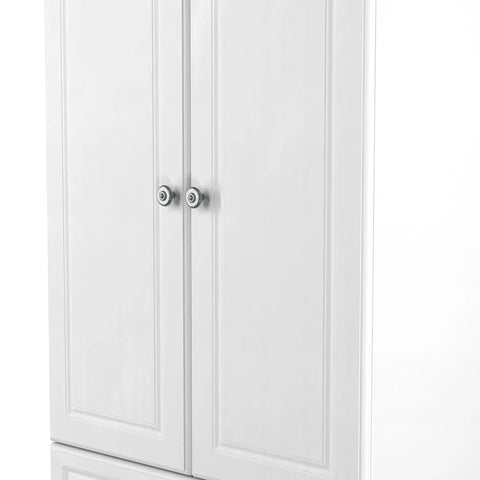 Norfolk White Ash 2 Door Hinged Wardrobe with 2 Drawers at the Bottom, Available in Choice of 3 Colours, White, Grey and Kashmir and features Bardolino Oak Top, Free Quick Delivery. Ready Assembled  -  Close Up Door Handles 