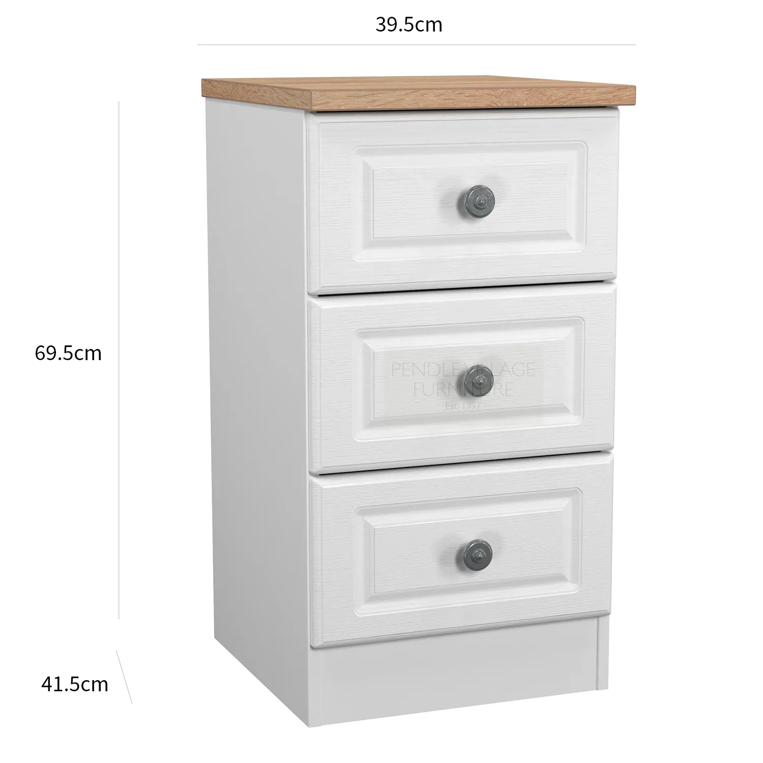 Norfolk 3 Drawer Bedside Cabinet