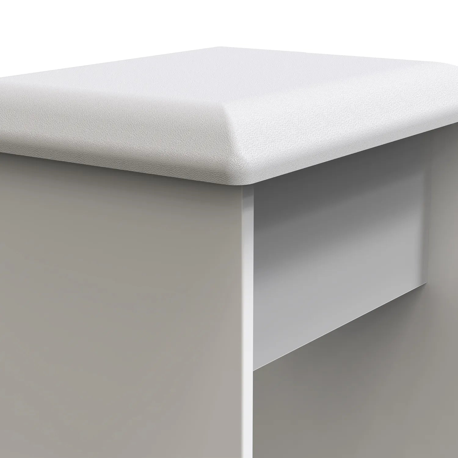 Norfolk White Ash Single Pedestal Dressing Table, Norfolk is a two colour tone Bedroom Furniture which has Bardilon oak top and painted base. Available in choice of 3 colours White, Kashmir and Grey. Fully Assembled. Quick Delivery - Stool 