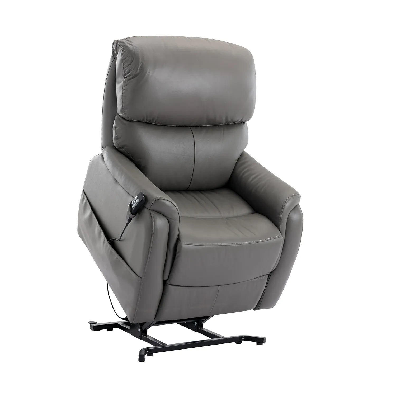 Norman Grey Leather Dual Motor Riser Recliner Chair