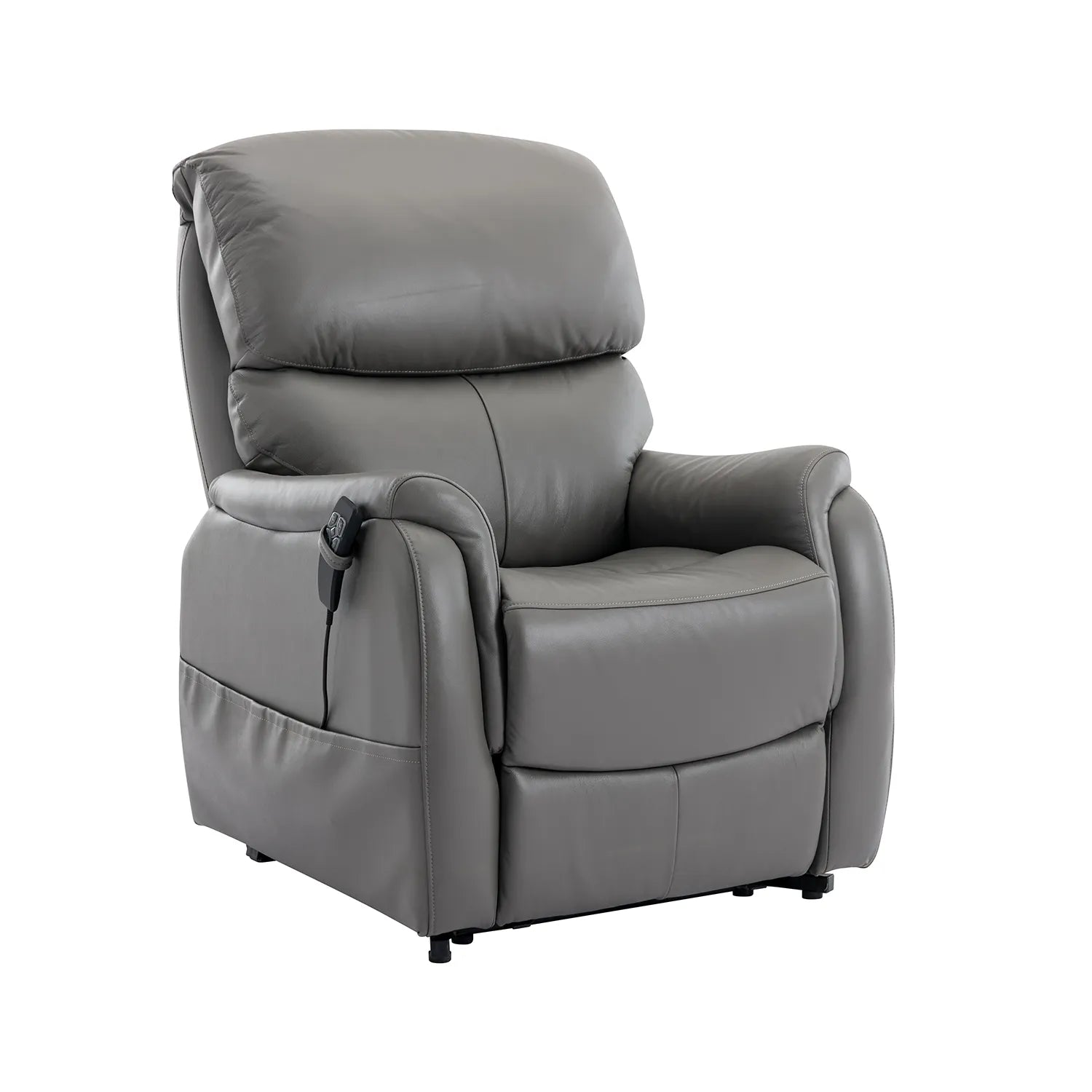 Norman Grey Leather Electric Dual Motor Riser Recliner Chair