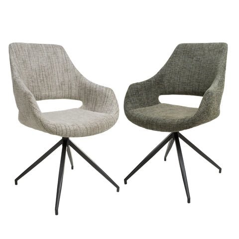 Nova Swivel Dining Chairs upholstered in tweed fabric