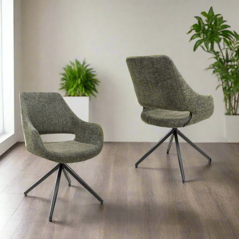 Nova Tweed Green Fabric Swivel dining chairs