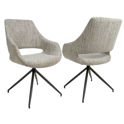 Nova Cream Tweed Fabric Swivel Dining Chairs