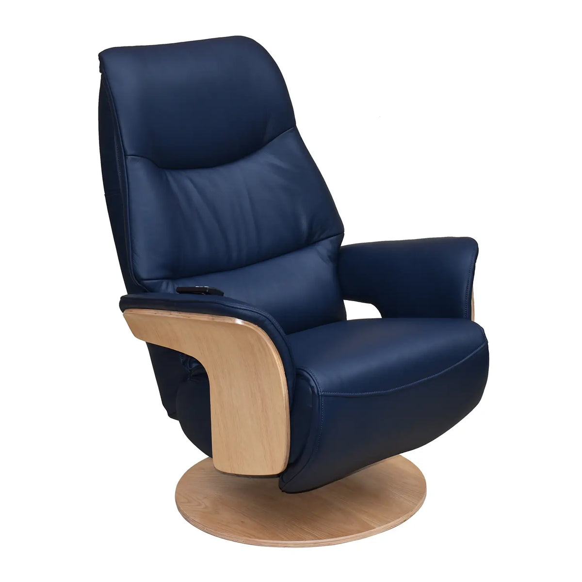 Olaf Leather Look Swivel Recliner Chair - Navy Blue