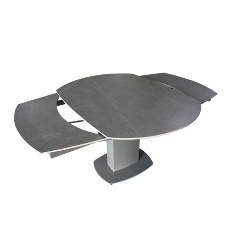 Ovaluxe Swivel Extending Dining Table with luxurious 12mm Matt Grey Sintered Stone Ceramic top and modern swivel extending mechanism, perfect for stylish and space-saving dining - 003